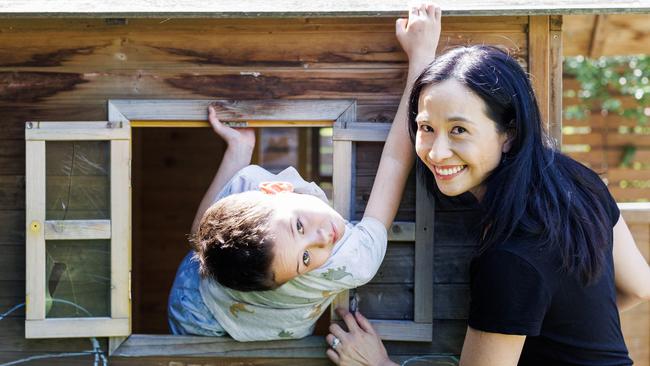 Porscia Lam with her six-year-old son Harry. Picture: Aaron Francis