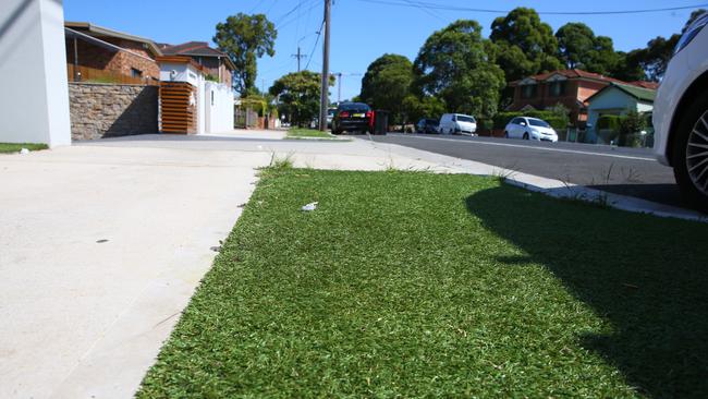 This artificial grass on the nature strip was laid without proper permission.