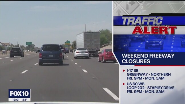 Phoenix-area freeway closures for May 19-22