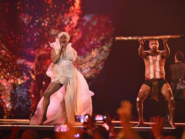 Electric Fields singer Zaachariaha Fielding, left, says he felt like a “rock star” representing Australia. Picture: AFP