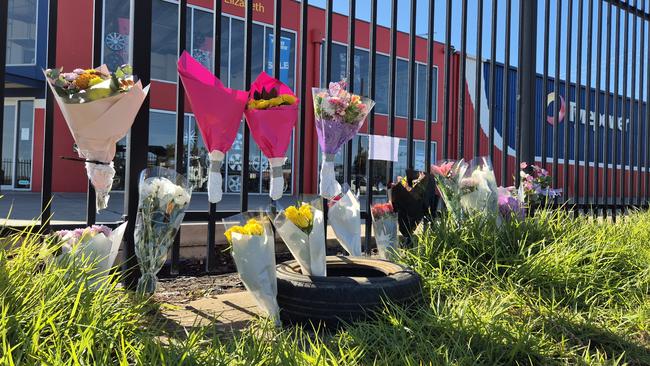 Flowers at the scene. Picture: The Advertiser