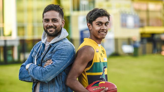 "TEST' PIC ONLY NEW PHOTOMECHANIC. ROY.Port premiership player Peter Burgoyne, Trent Burgoyne, is playing with Woodville-West Torrens' under-18s this year.13th July 2018 AAP ROY VANDERVEGT