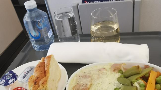 This is the current Qantas meal service for business class passengers. Picture: Facebook