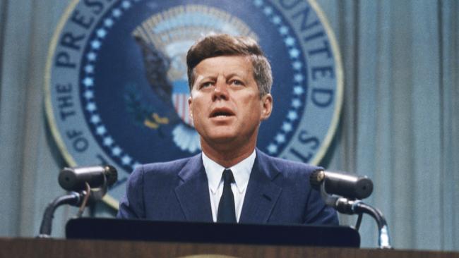 US President John F. Kennedy (1917 - 1963) addresses a press conference, circa 1963. (Photo by Arnold Sachs/Archive Photos/Getty Images)