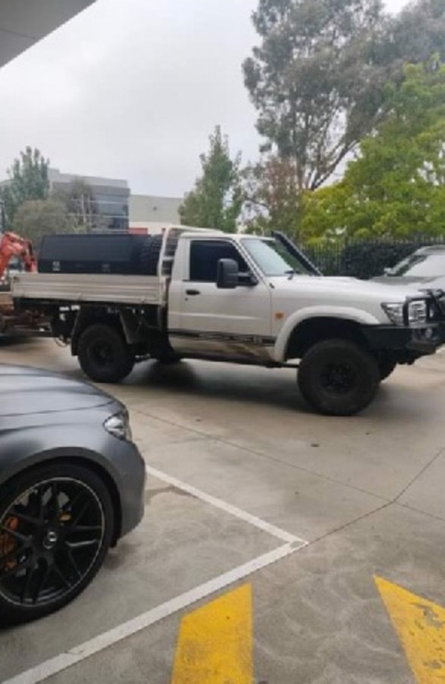 A tradie parking in employees in protest of not getting paid.