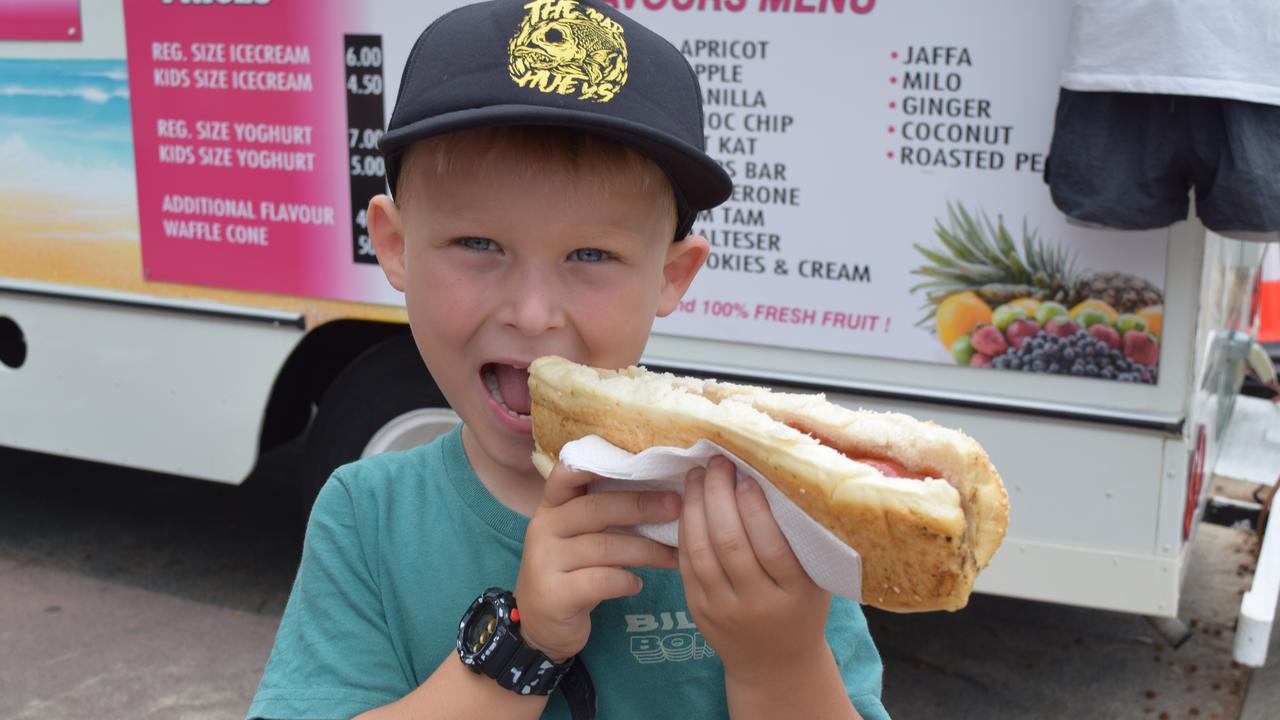 Edson Quarrell, 4 enjoys some lunch at the Noosa Festival of Surfing.