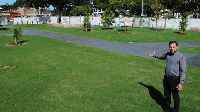 Councillor Adam Hain at the opening of the new Green Link space opposite Caboolture Station.