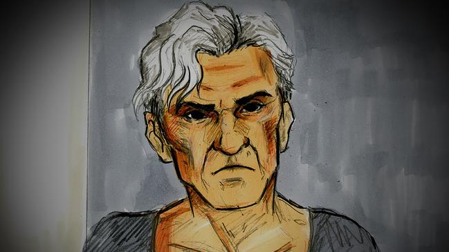 A court sketch of former AFL player and coach Dani Laidley during a bail hearing at Melbourne Magistrates Court on May 11, 2020. Picture: AAP Image/Nine News