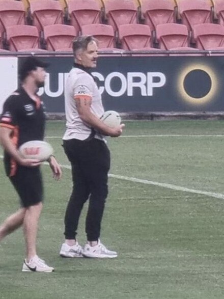 Justin Pascoe kitted up on Suncorp Stadium ahead of the loss to Brisbane.
