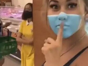 Two influencers are facing deportation from Indonesia over a mask stunt in a Bali supermarket.