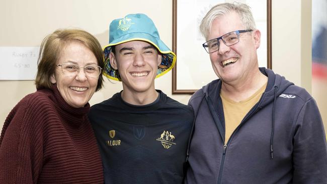 Jackson Love, 17, with his mum and dad.