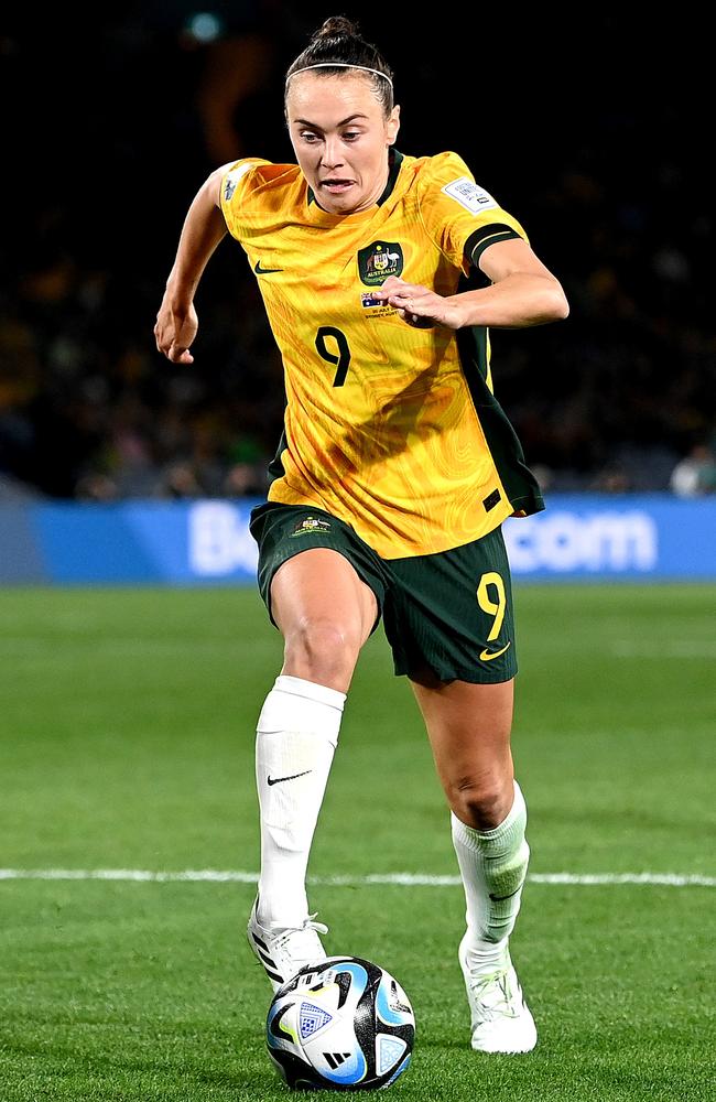 All eyes will be on Caitlin Foord now that the Matildas are minus Sam Kerr, Mary Fowler and Kyah Simon. Picture: Bradley Kanaris/Getty Images