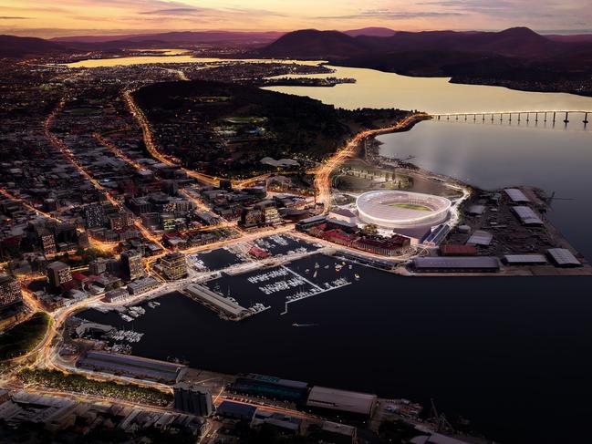 FIRST LOOK: New designs of what Hobart's new AFL stadium at Macquarie Point could look like. Images supplied by AFL