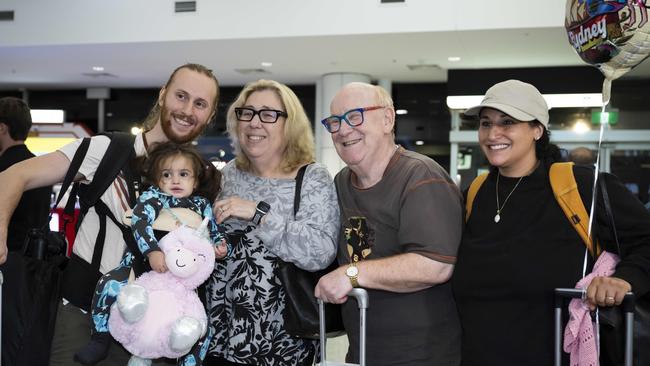 The Qatar Airways flight QR7424 landed in Sydney from Dubai’s Al Maktoum International airport. Picture: NCA NewsWire/ Monique Harmer