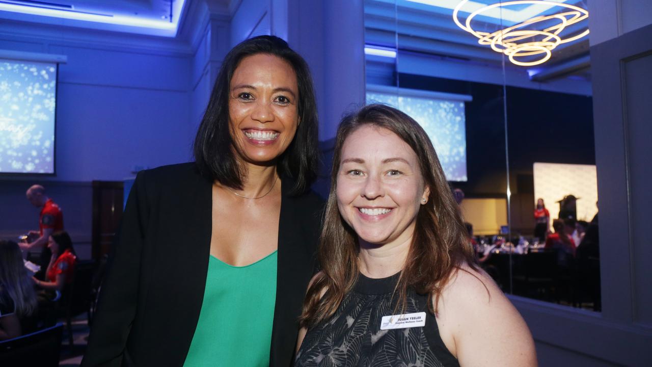 Jacinta Tim So and Susan Yeeles at the Cairns Chamber of Commerce Christmas lunch, held at the Pullman International hotel. Picture: Catherine Duffy