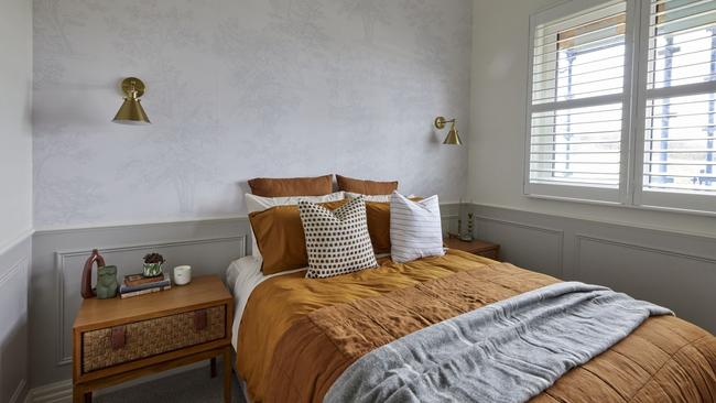 Tom and Sarah-Jane's earthy spare bedroom.