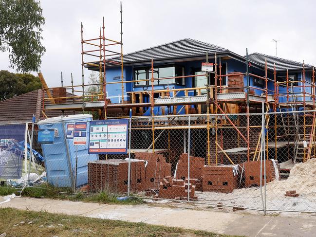 Major home builder Porter Davis has gone bust with work immediately halted on more than 1500 properties across Victoria. A house being built by the construction company Porter Davis remain unfinished at 6 Salvana Ave Mitcham Picture: Ian Currie