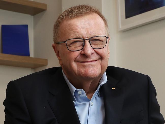 23/11/23: Olympic Boss John Coates in the AOC offices in Sydney. Coates talks about Australia's medal chances in Paris and beyond. Funding and his "major" transport concerns for Brisbane 2032 - takes aim at Queensland government. John Feder/The Australian.