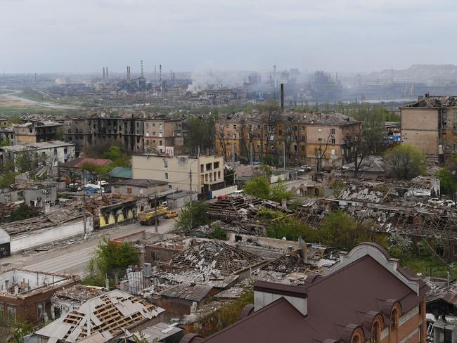 Houses were damaged by shelling in Mariupol. Picture: AFP