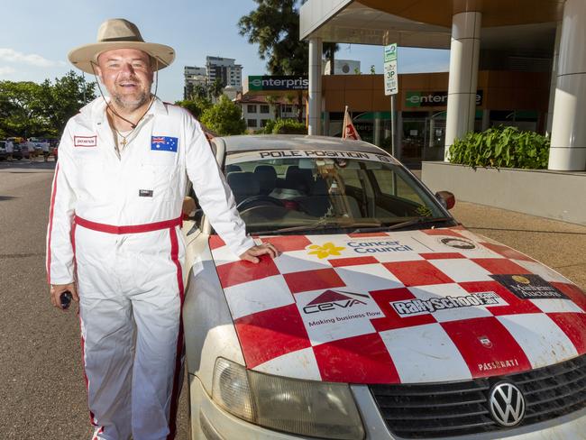 Born in Poland and now living in Gosford NSW, Dominik Giemza travelled 3342kms in his everyday car due to his shitbox breaking down two days prior to the event. He drove a VW Passat through the outback. Picture: Floss Adams.