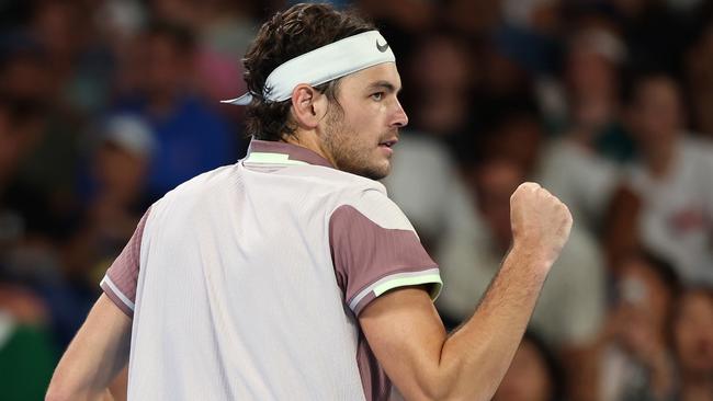 Taylor Fritz is a set away from the final eight. (Photo by Cameron Spencer/Getty Images)