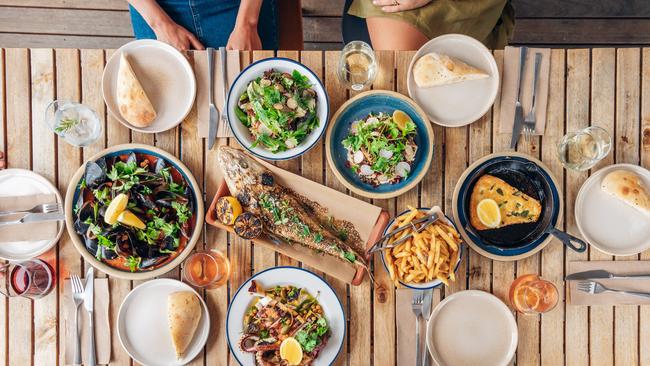 Grilled flathead and other food at Pearl restaurant, Aldinga Beach. Picture Kate Potter