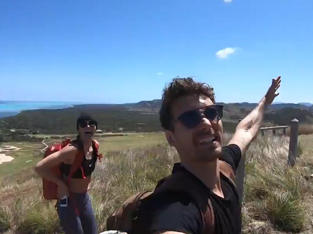 The couple went hiking to find an even better view of the island.