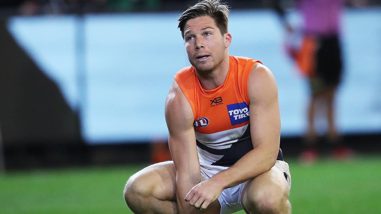 A dejected Toby Greene after the semi-final loss to Collingwood. Picture: Phil Hillyard