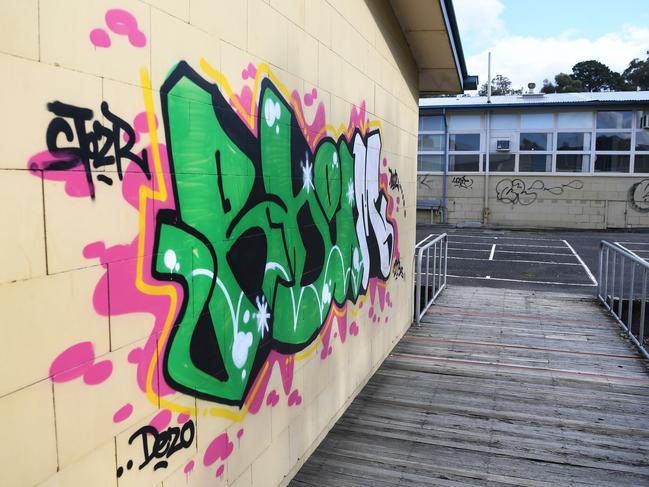 Graffiti tags are all over the site. Picture: James Ross