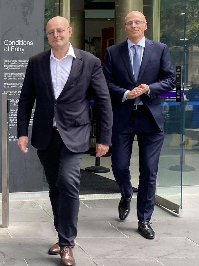 Vaughan Bowen (right) outside court. Picture: Angelica Snowden