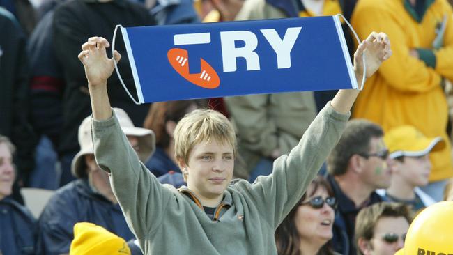 The tries flowed freely when Australia trounced Namibia in 2003. Picture: News Corp