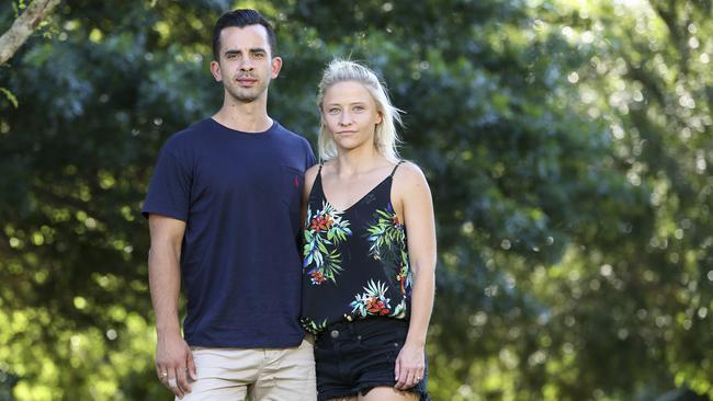 Personal trainer Tim Heasman with his fiance Ellie Wilbraham, said he had invested $150,000 inheritance from his father’s death into the business. Picture: Justin Lloyd