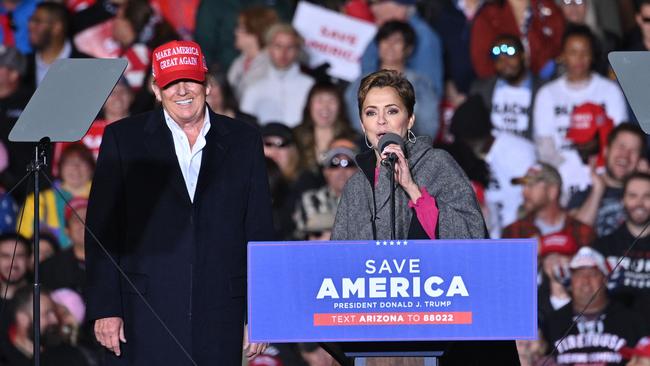 Lake and Trump at a rally in January. Picture: AFP