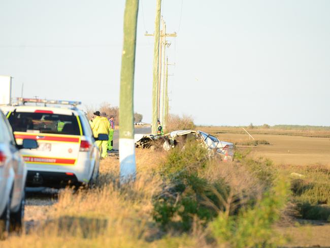 The wreckage from the Bajool car crash.Photo Austin King / The Morning Bulletin