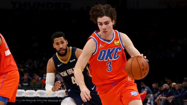 Josh Giddey’s double-double was rare. Picture: Zach Beeker/NBAE via Getty Images