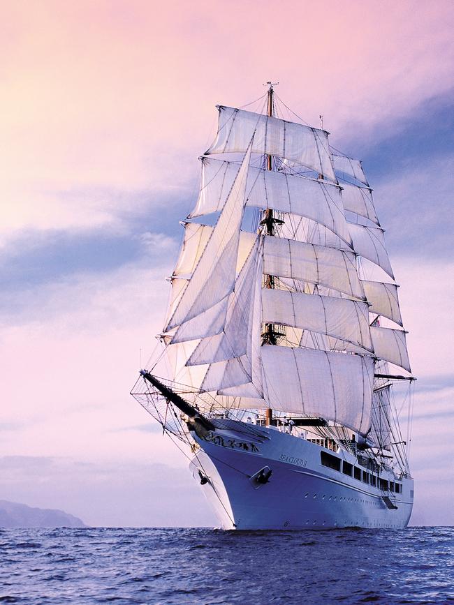 Sea Cloud II sails the Mediterranean.