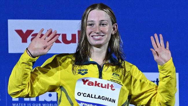 Silver medallist Australia's Mollie O'Callaghan.