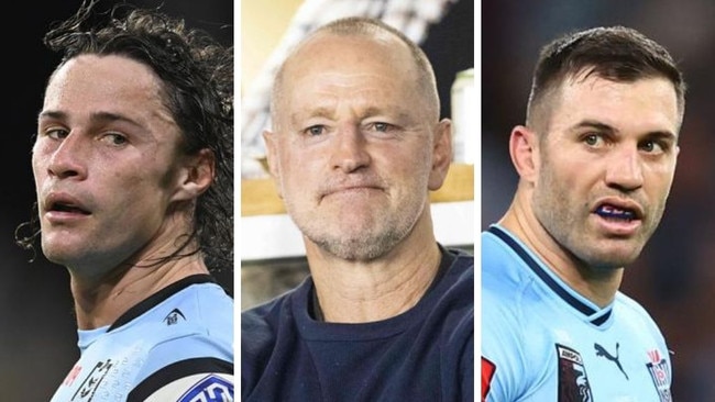 Nicho Hynes, Michael Maguire and James Tedesco. Photos: Getty Images