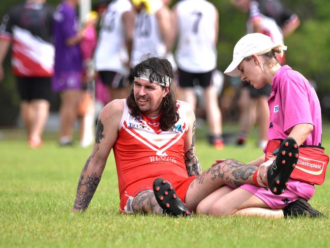 Waratah and Katherine Camel player Lewis Stanton said local players were not surprised by the post-game brawl. Picture: Tymunna Clements / AFLNT Media.