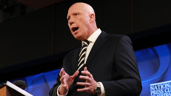 Peter Dutton was coy about his leadership ambitions on Friday. Picture: Jane Dempster/The Australian.