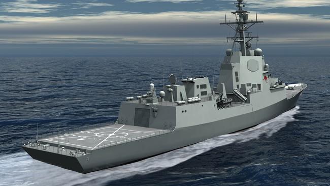 N38ht209 B1 An artist�s impression of the new Hobart Class Air Warfare Destroyer. The ship�s hull blocks will be fabricated in Williamstown. Pic supplied by Defence Australia