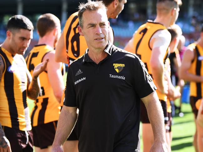 ADELAIDE, AUSTRALIA - SEPTEMBER 20: Alastair Clarkson coach of the Hawks after the round 18 AFL match between the Hawthorn Hawks and the Gold Coast Titans at Adelaide Oval on September 20, 2020 in Adelaide, Australia. (Photo by Mark Brake/Getty Images)