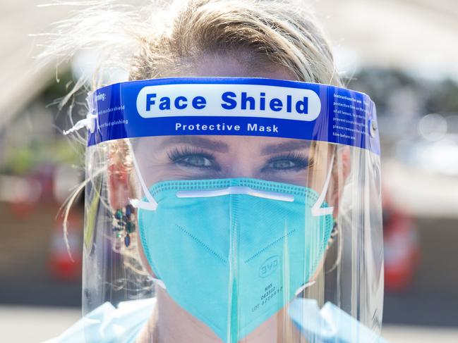 SYDNEY, AUSTRALIA - NewsWire Photos DECEMBER 27, 2020: Nurse Francee Drew smiles as she poses for a photo at the Bondi Beach COVID-19 drive through testing clinic. Picture: NCA NewsWire / Jenny Evans