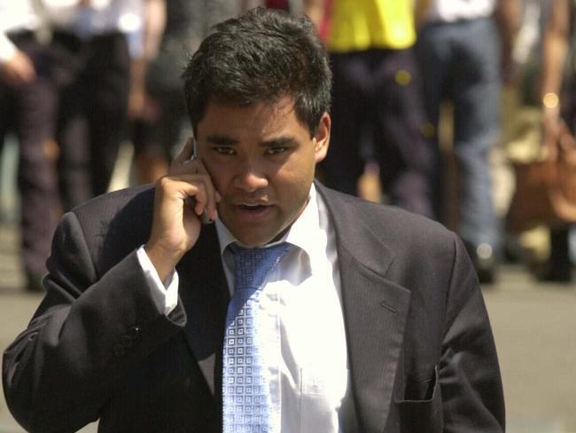 FEBRUARY 27, 2001 : Sharemarket trader Ishan Sappideen outside Downing Centre Local Court in Sydney where he faced fraud charges, 27/02/01 had stolen from his employer after losing money he invested for friends. Pic Rohan Kelly.NSW / Crime