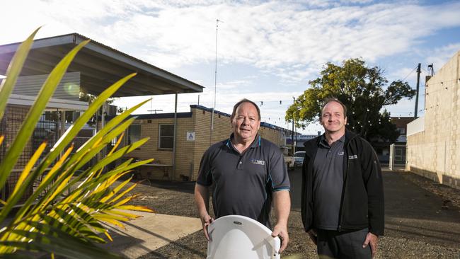 Greg Kowald (left) and Tony Hurle as Tony's Community Kitchen opens the new James Street facility. Picture: Kevin Farmer