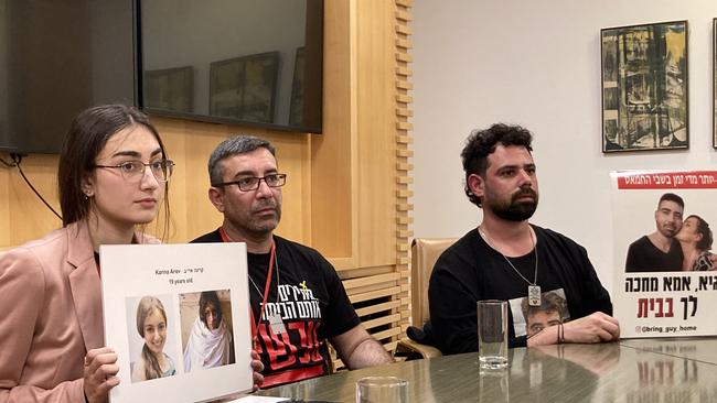 Families of Israeli hostages kidnapped by terror group Hamas. Picture: Geoff Chambers