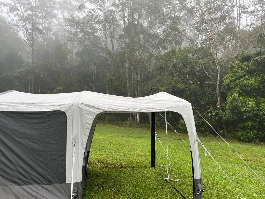 Plenty of room to shelter from the rain in this tent. Picture: Jessica Smith