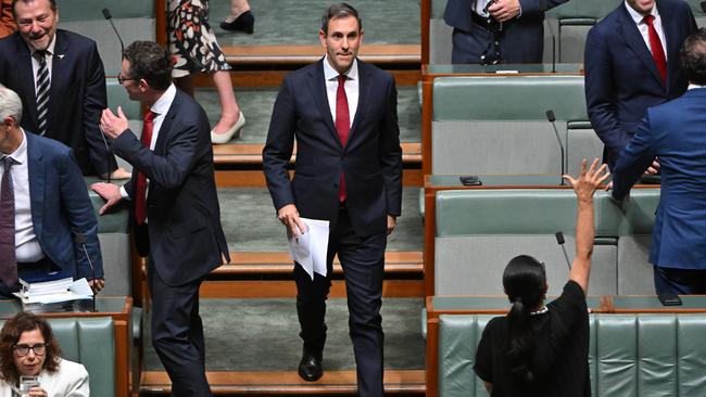 Treasurer Jim Chalmers arrives to deliver the Albanese government's first budget in the House of Representatives at Parliament House in Canberra on Tuesday. Picture: AAP