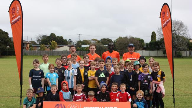 Young Darling Downs players participating in the first edition of the Football Queensland and Brisbane Roar FC Holiday Clinics.