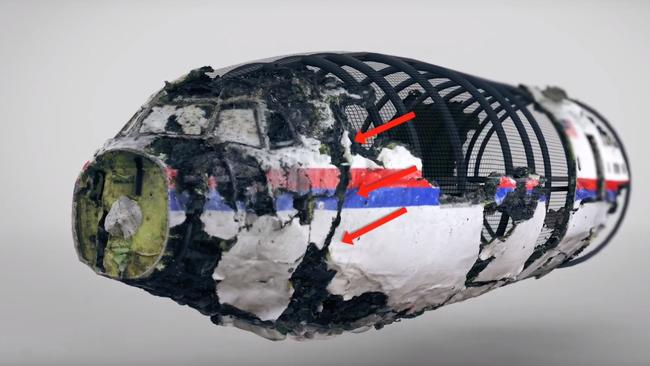 Stills taken from the Dutch Safety Board's investigation into the downing of Malaysian Airlines flight MH17 which was shot down as it flew over Ukraine.